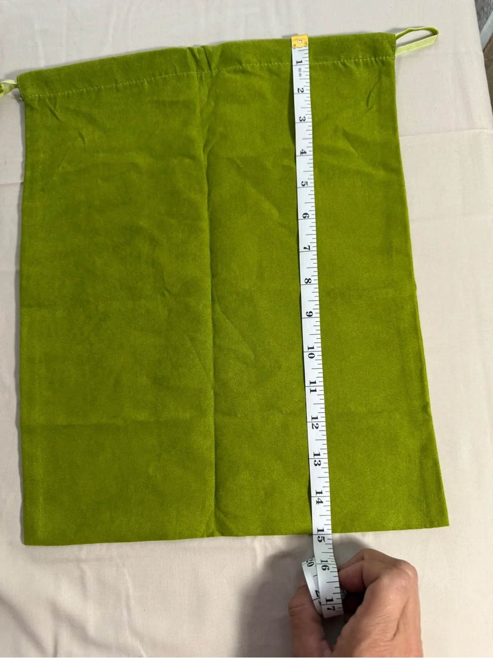 Tory Burch Bright Lime Green Velvet Drawstring Bag